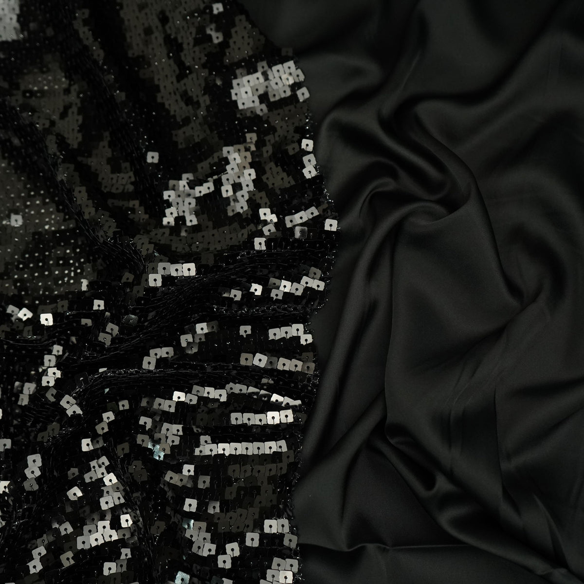 Black Sequin Net Fabric CF-34651 – image 3 of 4
