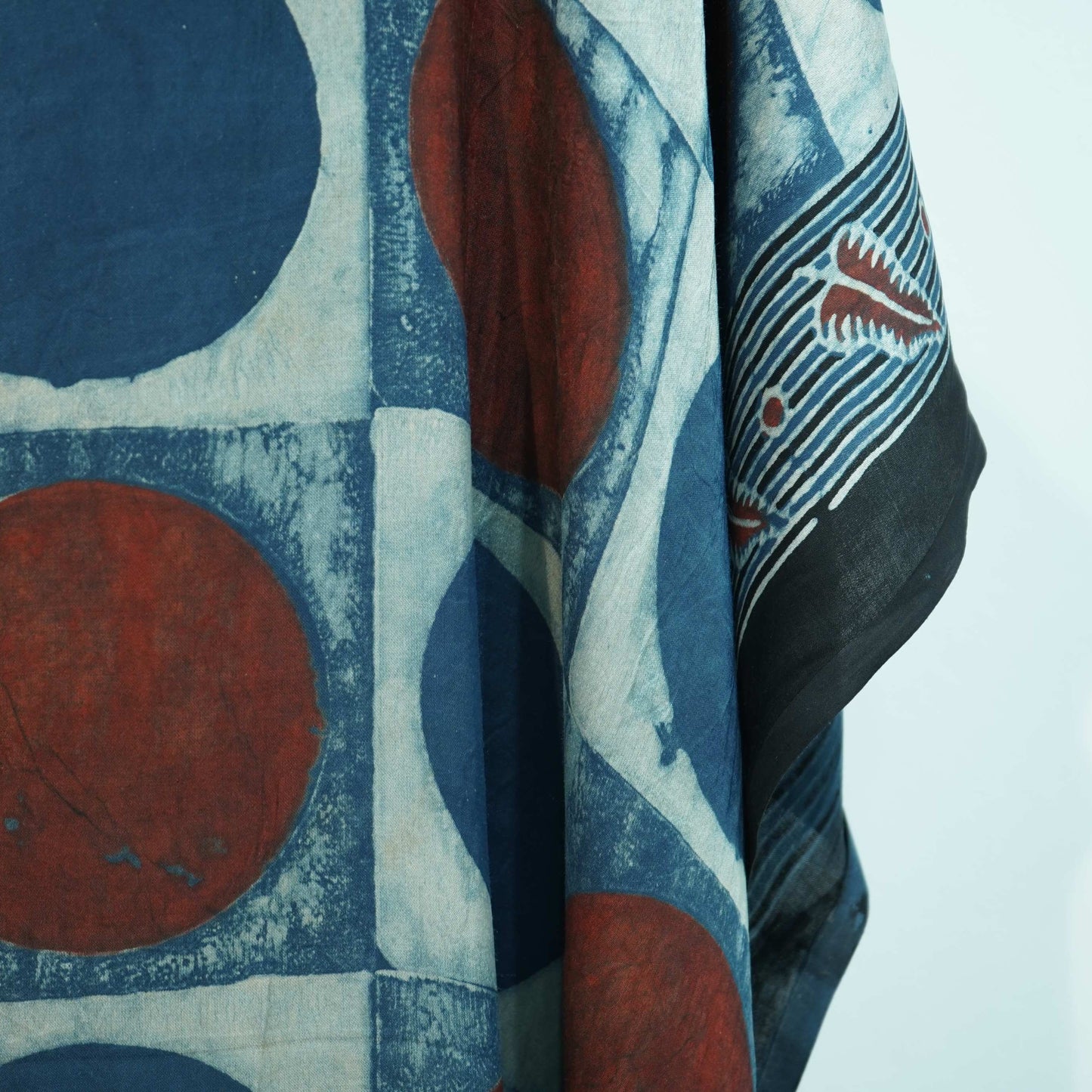 Indigo Polka Dot Modal Silk Kaftan EEG-31595