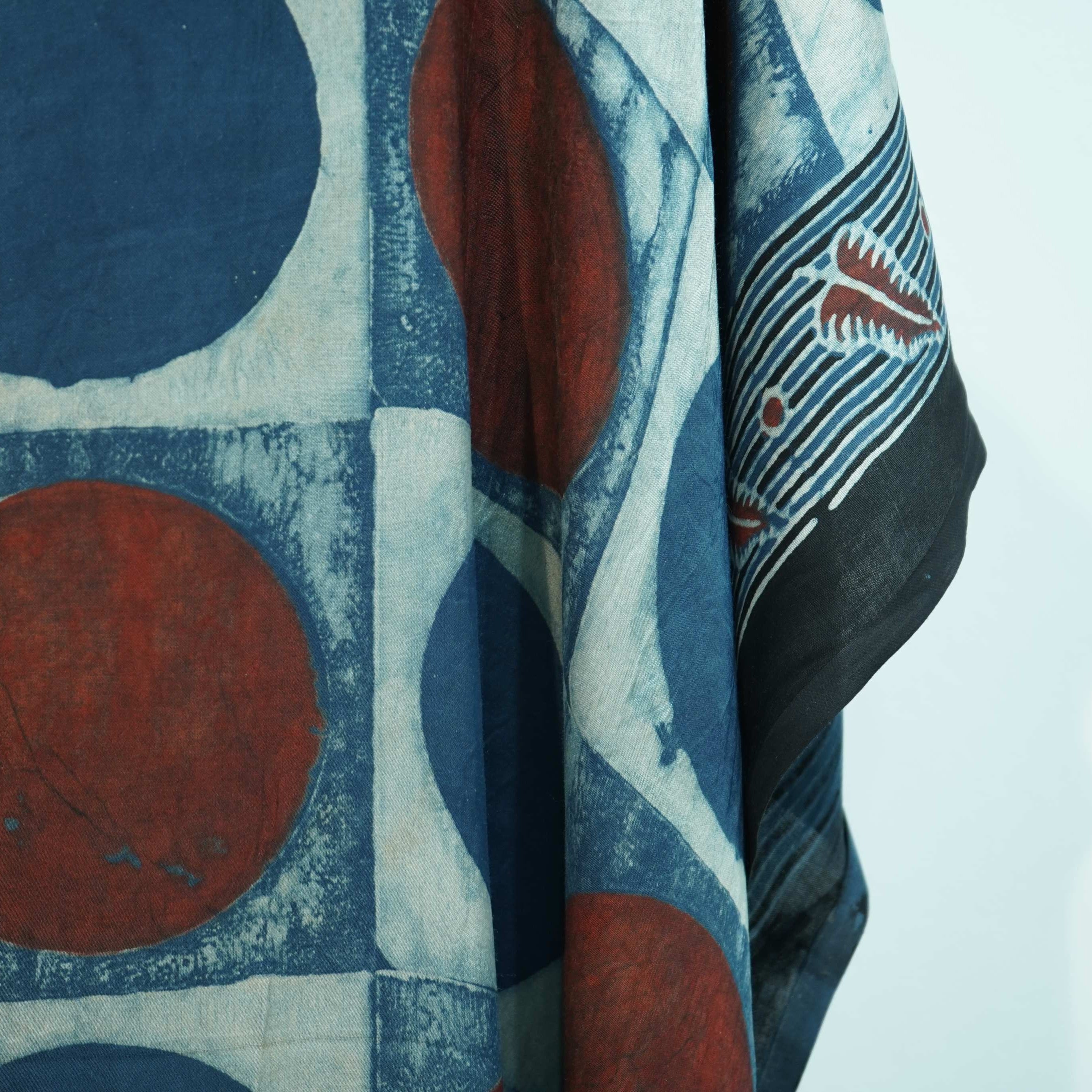 Indigo Polka Dot Modal Silk Kaftan EEG-31595