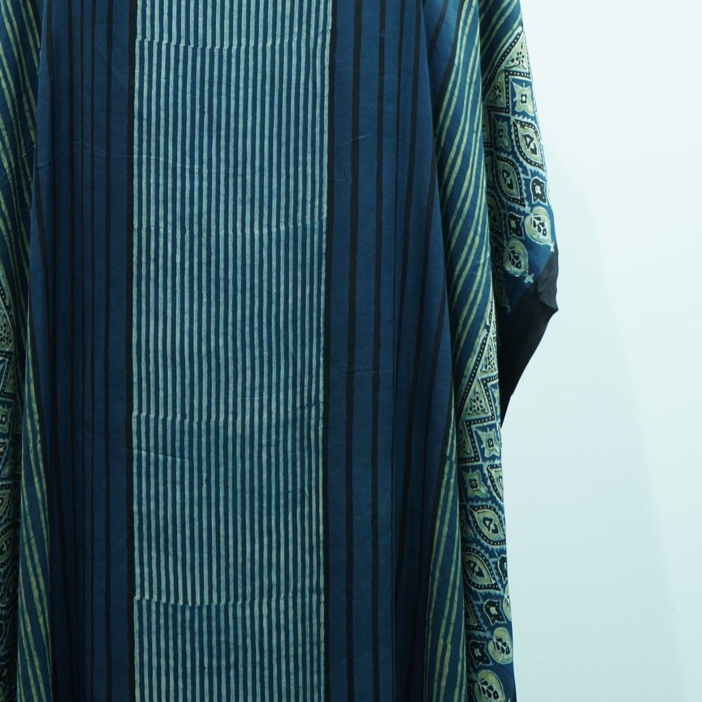 Teal Blue Ajrakh print Modal Silk Kaftan EEG-31631