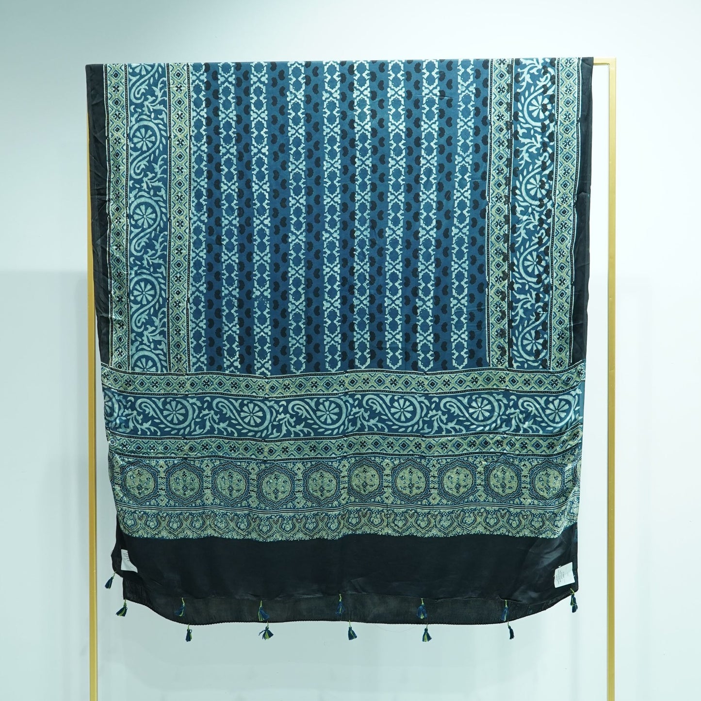Teal Blue Ajrakh print Modal Silk Kaftan EEG-31604