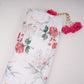 White With Red Floral Print Cotton Schiffli Fabric LI-32151
