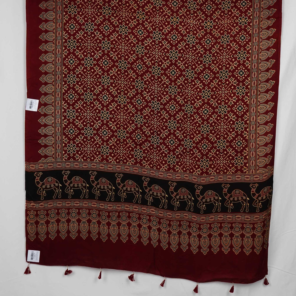 Maroon Ikat Patola Print Pure Modal Silk Dupatta GT-33531
