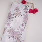 White With Lavender Floral Print Cotton Schiffli Fabric LI-32152