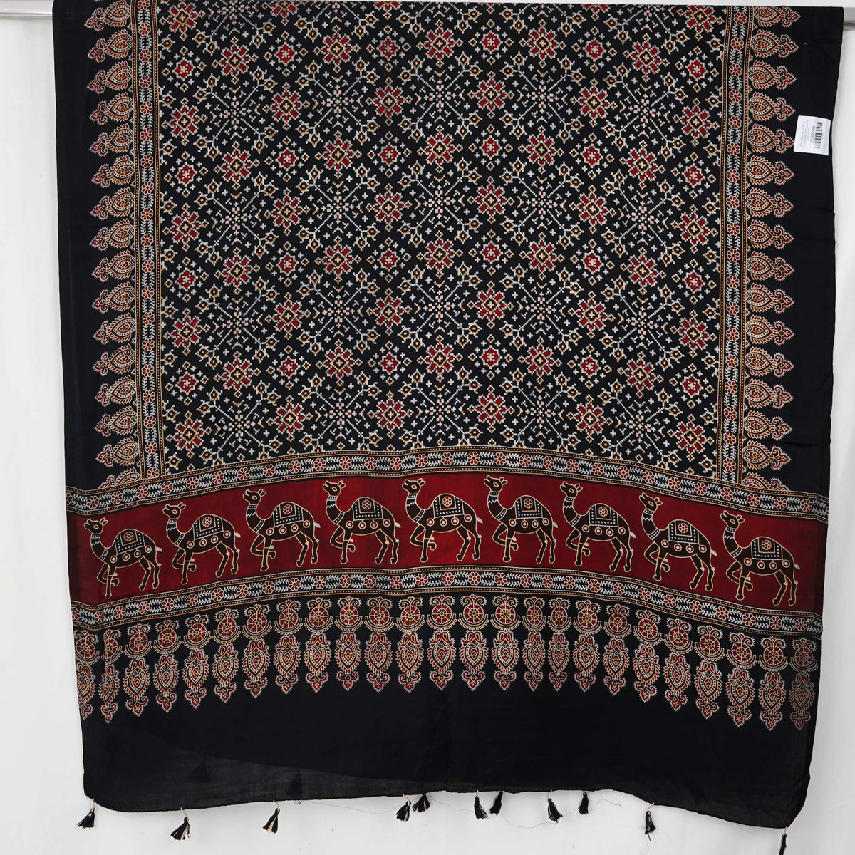 Black Ikat Patola Print Pure Modal Silk Dupatta GT-33533
