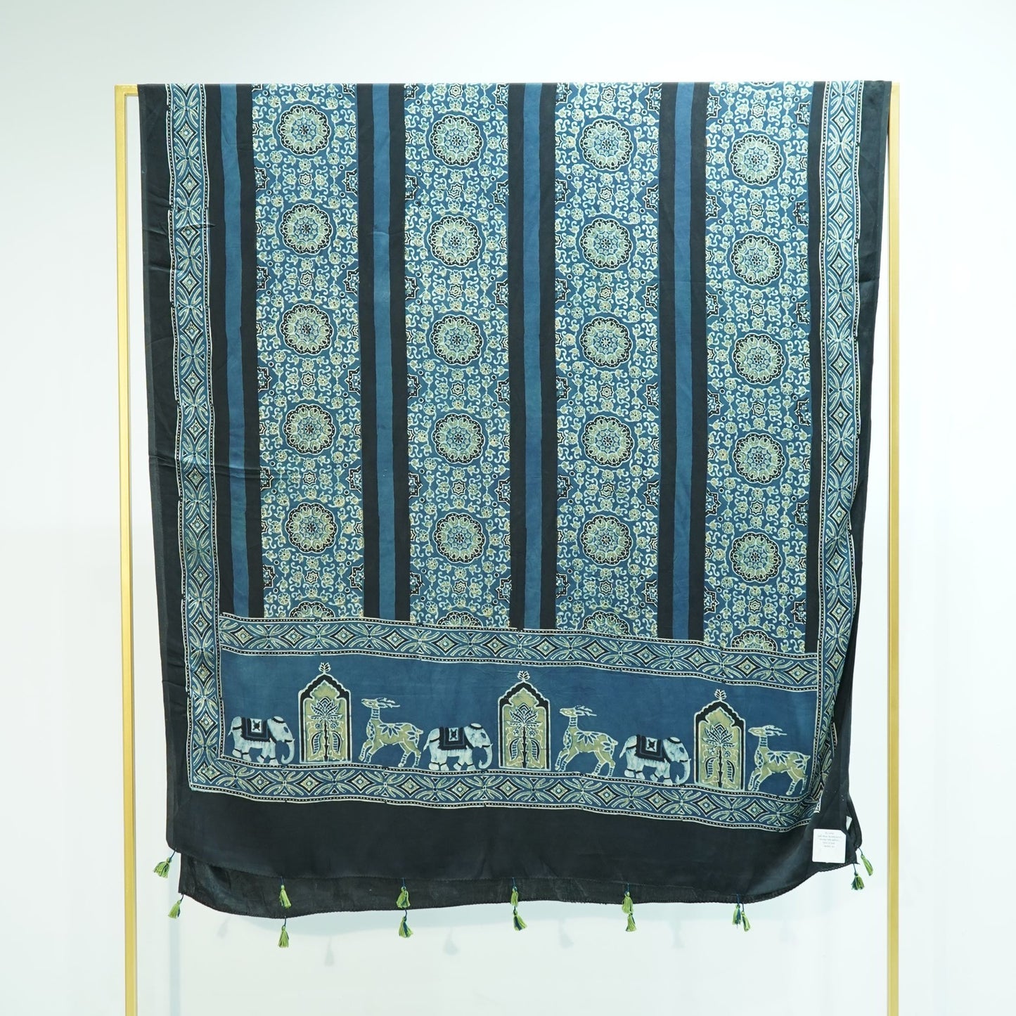Teal Blue Ajrakh print Modal Silk Kaftan EEG-31600