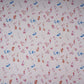 Pink With Blue Floral Print Cotton Schiffli Fabric LI-32155