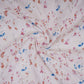Pink With Blue Floral Print Cotton Schiffli Fabric LI-32155