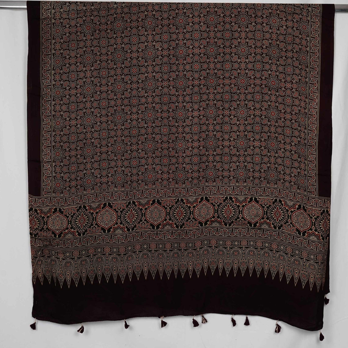 Brown Ajrak Print Pure Modal Silk Dupatta GT-33538