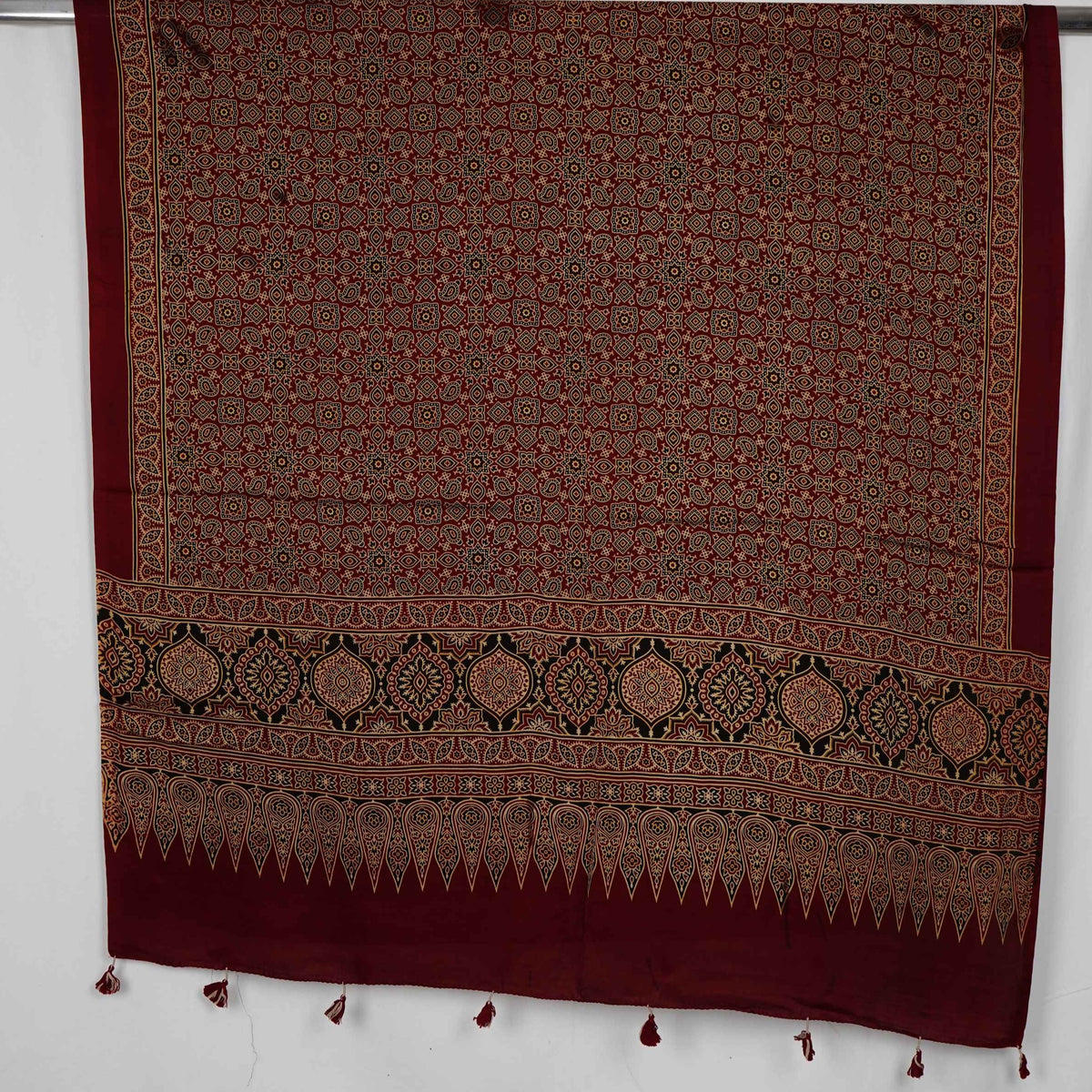 Maroon Ajrak Print Pure Modal Silk Dupatta GT-33537