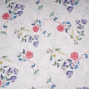 White With Red Floral Print Cotton Schiffli Fabric LI-32150 - TradeUNO