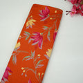 Orange Floral Print Chanderi Silk Fabric SC-35221