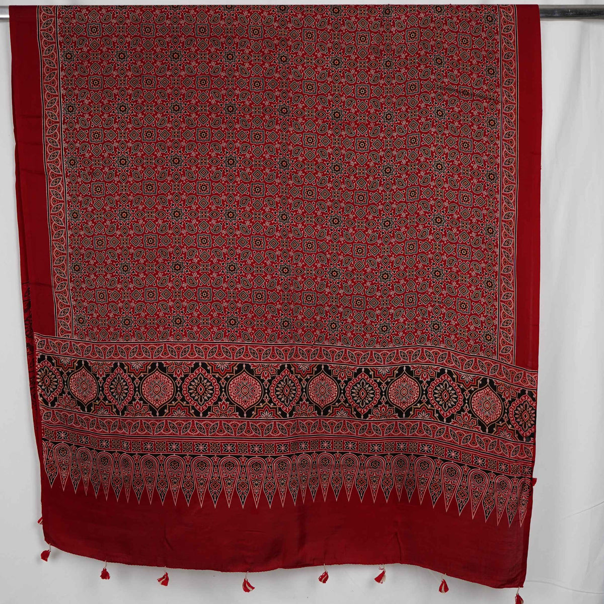 Red Ajrak Print Pure Modal Silk Dupatta GT-33536