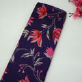 Purple Floral Print Chanderi Silk Fabric SC-35220