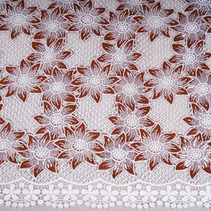 Brown Cutdana Floral Schiffli Embroidery Crepe Fabric DVT-30572 - TradeUNO