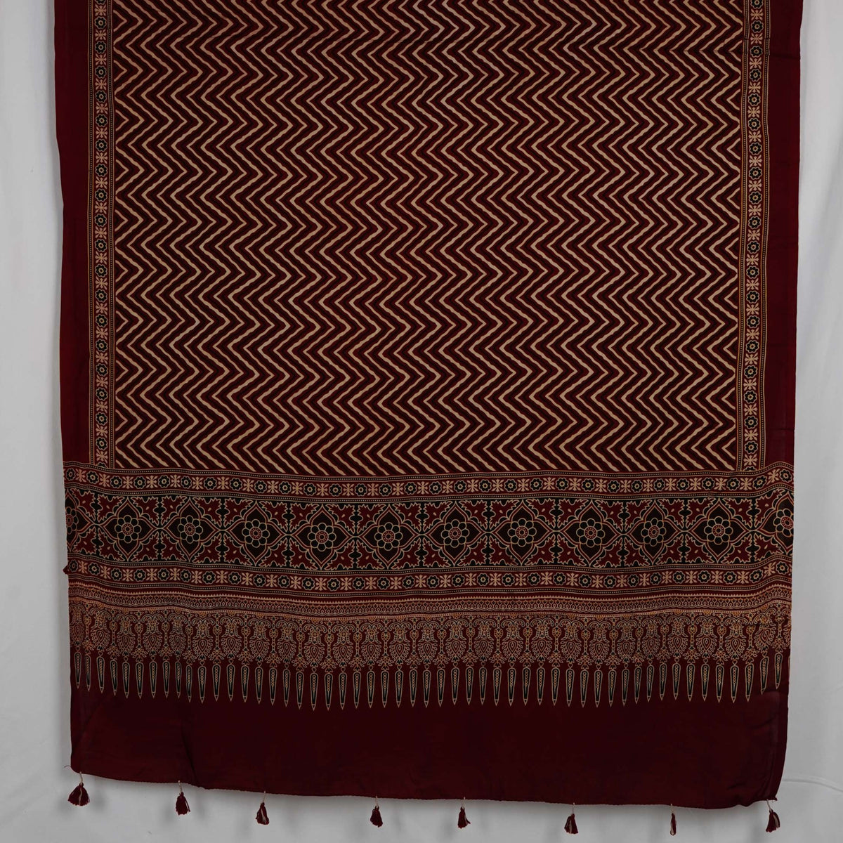 Maroon Chevron Print Pure Modal Silk Dupatta GT-33543