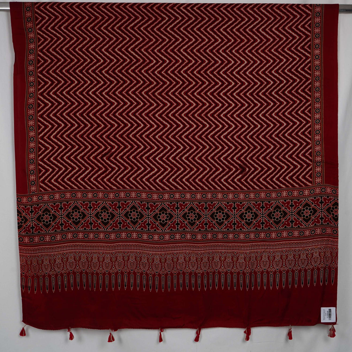 Red Chevron Print Pure Modal Silk Dupatta GT-33542