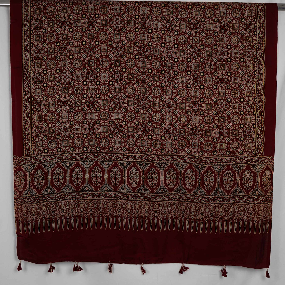 Maroon Ikat Patola Print Pure Modal Silk Dupatta GT-33549