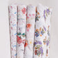 White With Lavender Floral Print Cotton Schiffli Fabric LI-32152