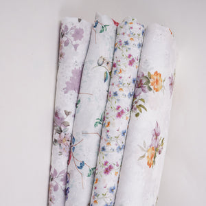 White With Multicolor Floral Print Cotton Schiffli Fabric LI-32154 - TradeUNO