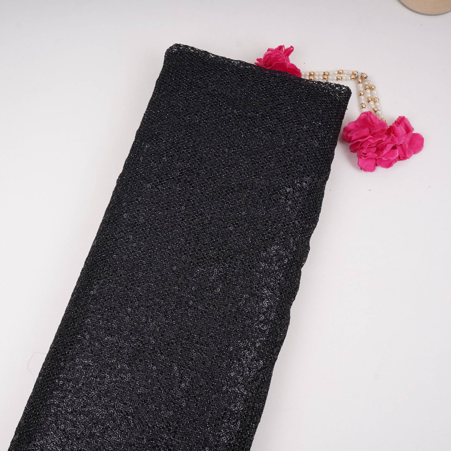 Black Sequins Embroidery Net Fabric LI-32173