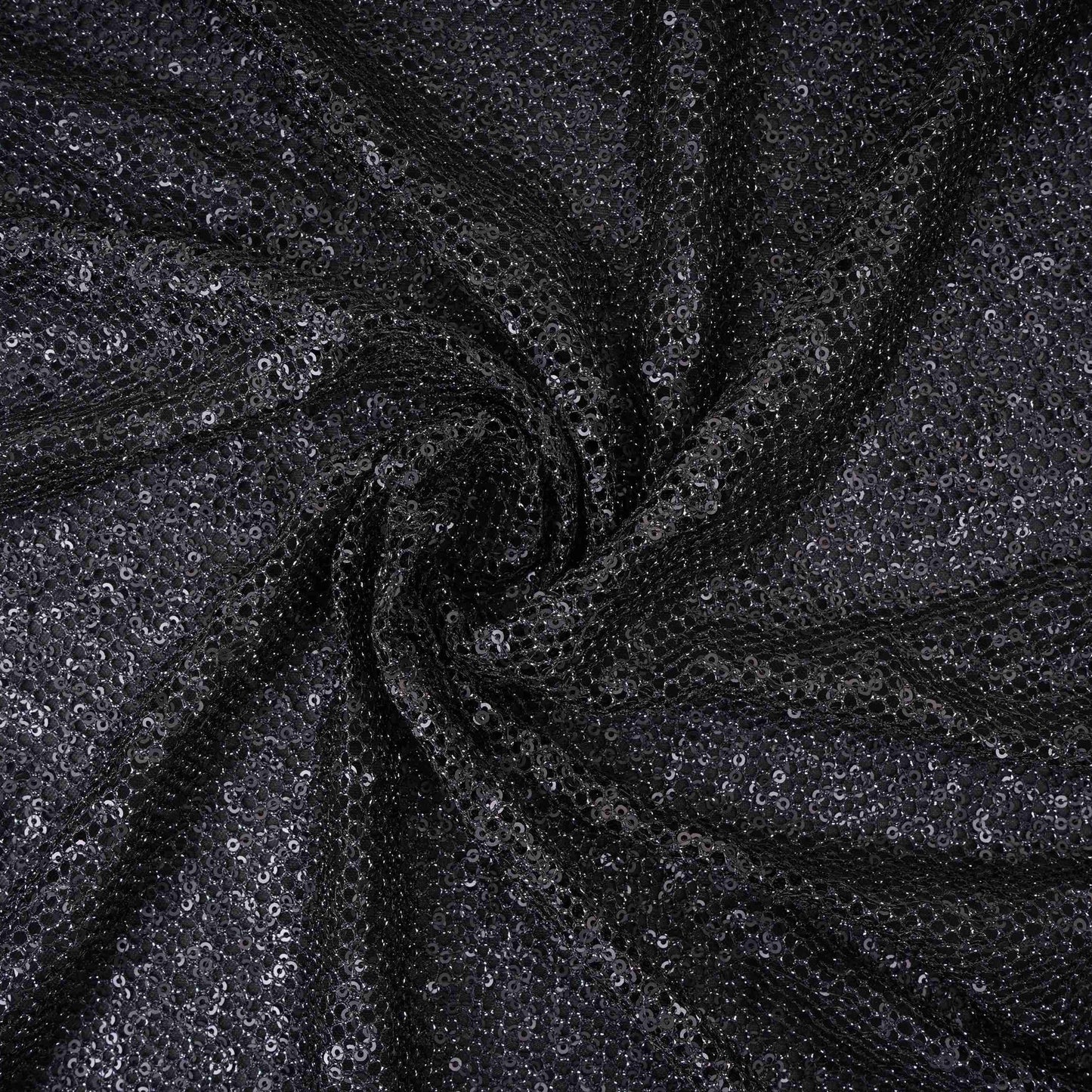 Black Sequins Embroidery Net Fabric LI-32173