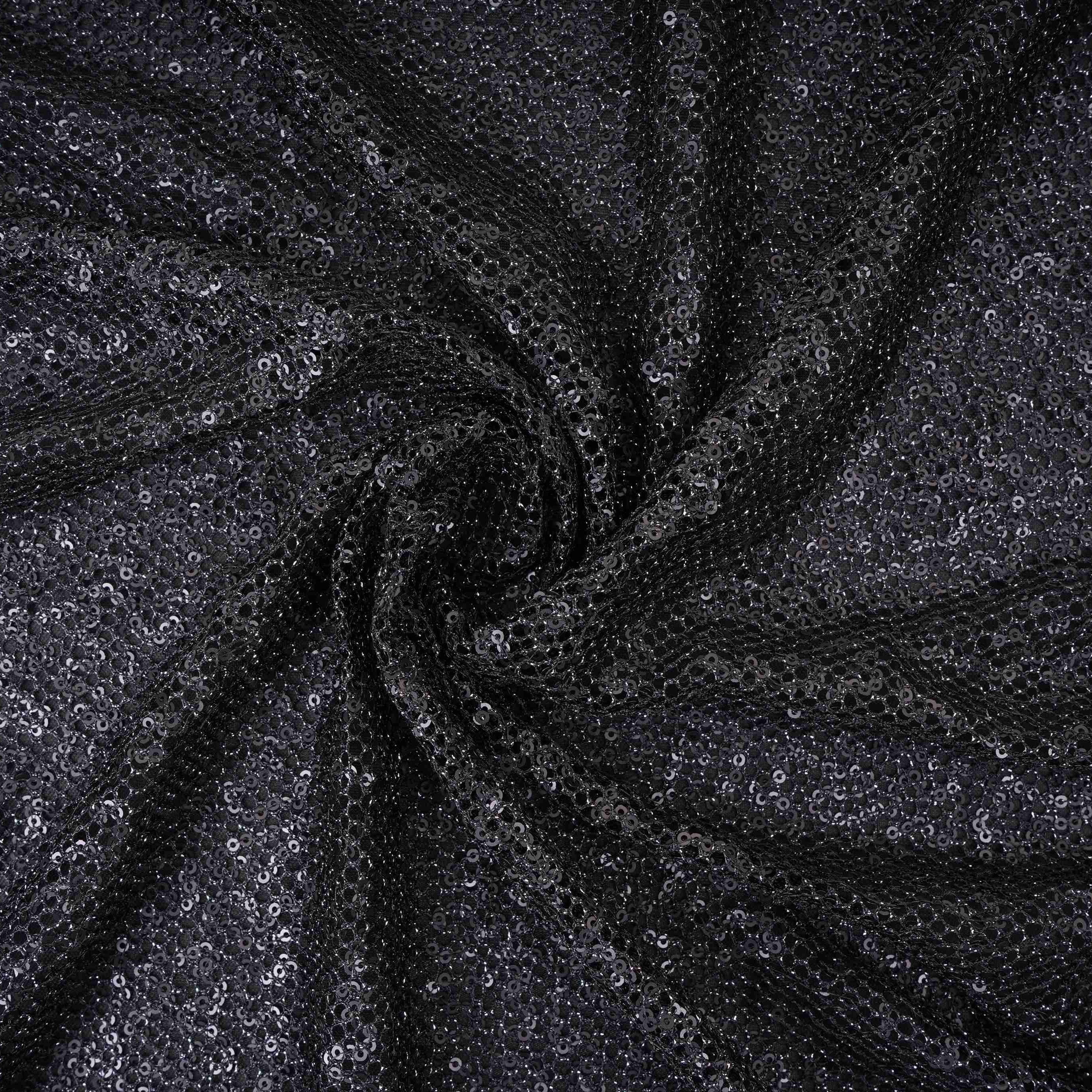 Black Sequins Embroidery Net Fabric LI-32173 - TradeUNO