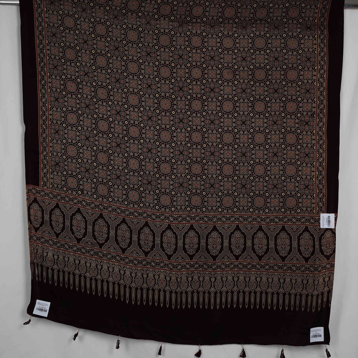 Brown Ajrak Print Pure Modal Silk Dupatta GT-33556