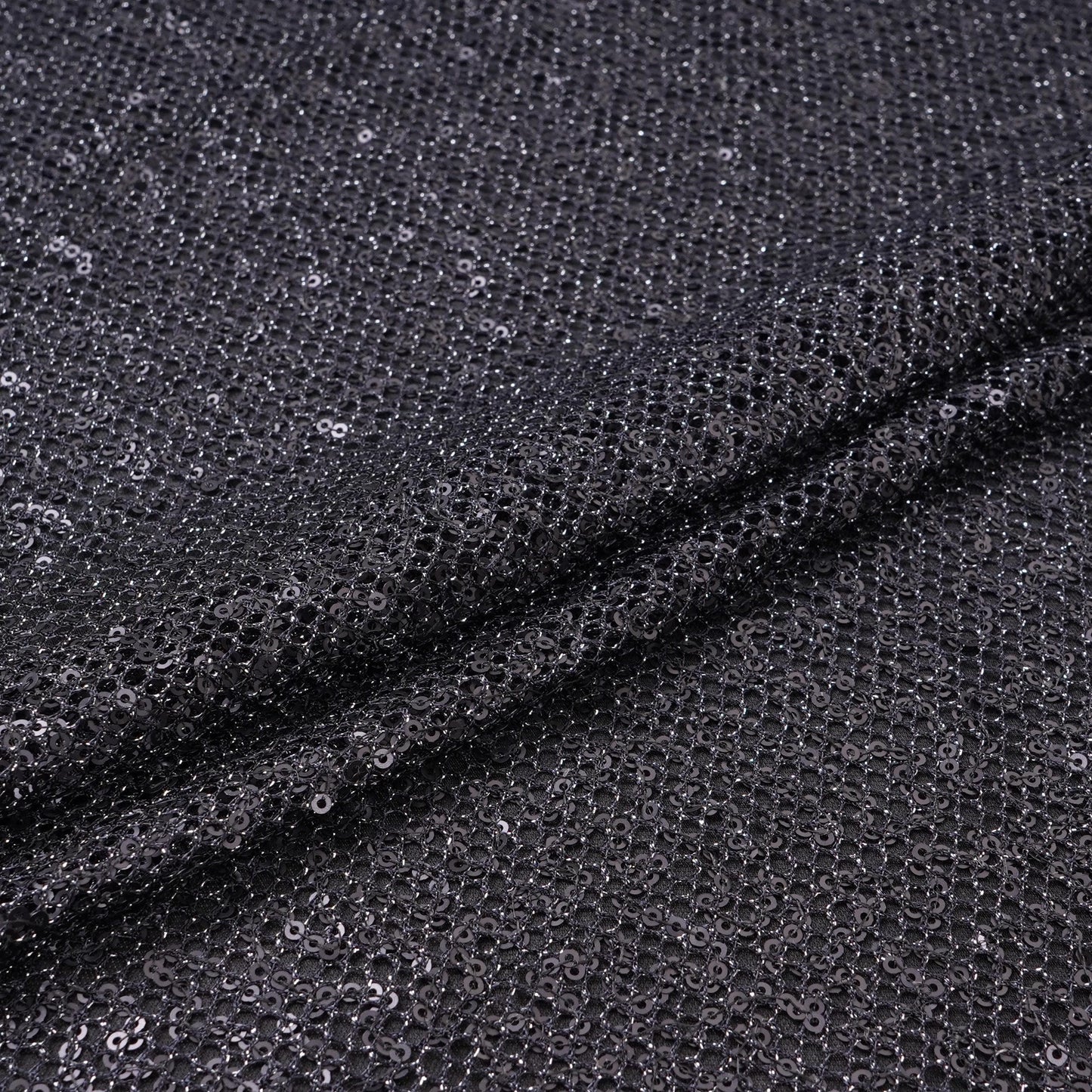 Black Sequins Embroidery Net Fabric LI-32173