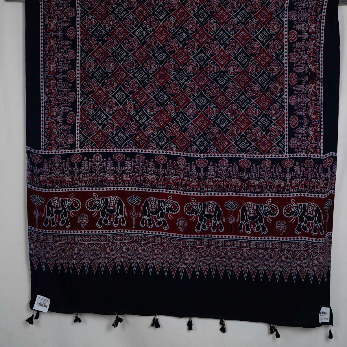 Blue Ikat Patola Print Pure Modal Silk Dupatta GT-33553