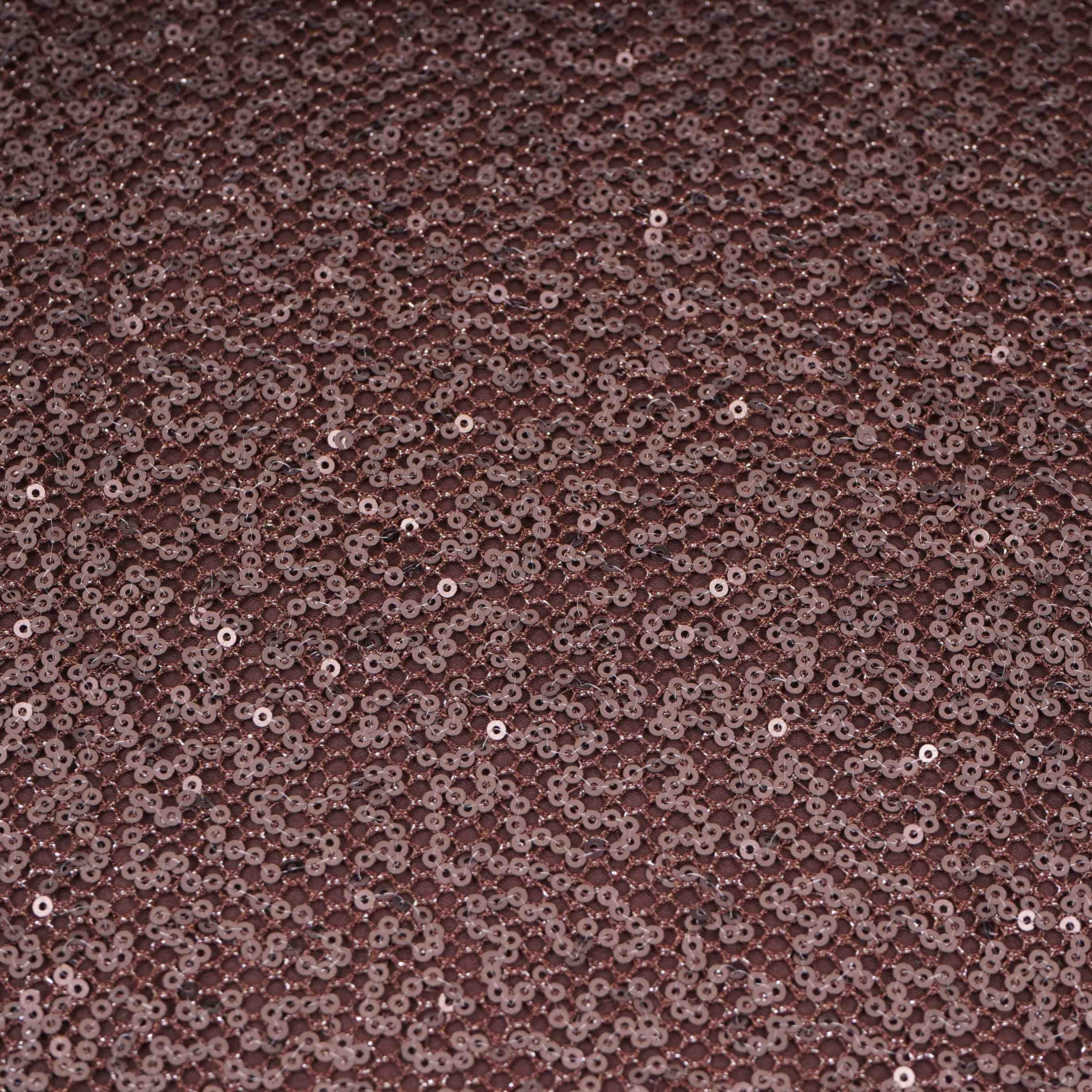 Dark Maroon Sequins Embroidery Net Fabric LI-32175 - TradeUNO