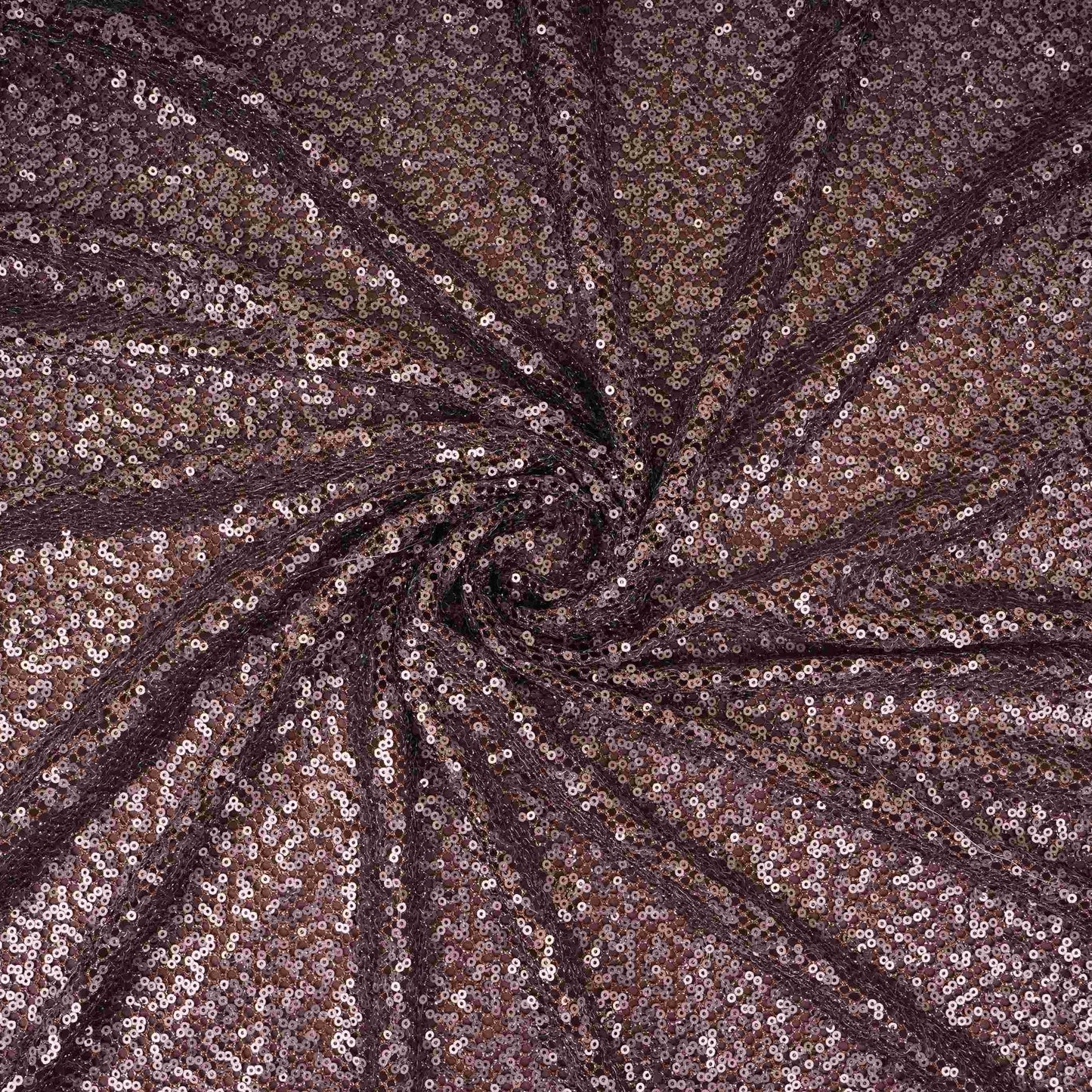 Dark Maroon Sequins Embroidery Net Fabric LI-32175