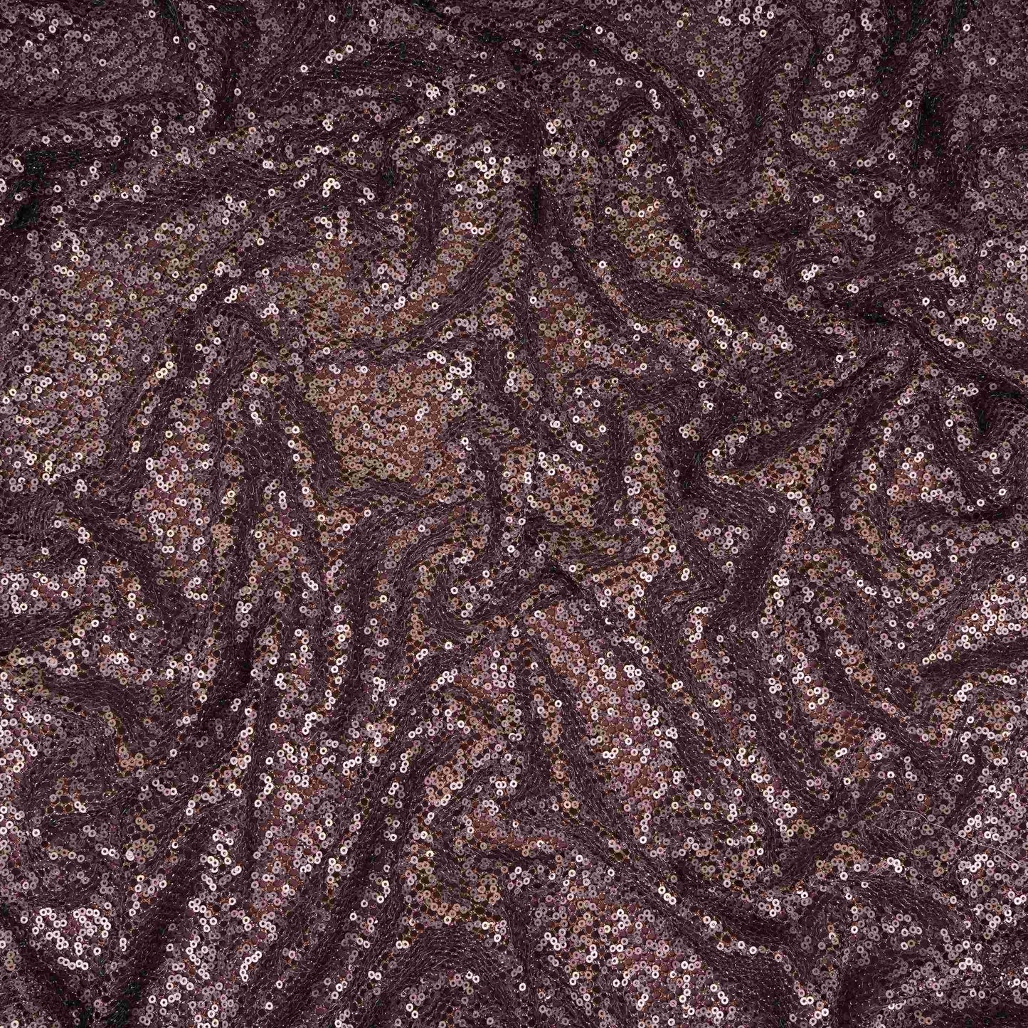 Dark Maroon Sequins Embroidery Net Fabric LI-32175