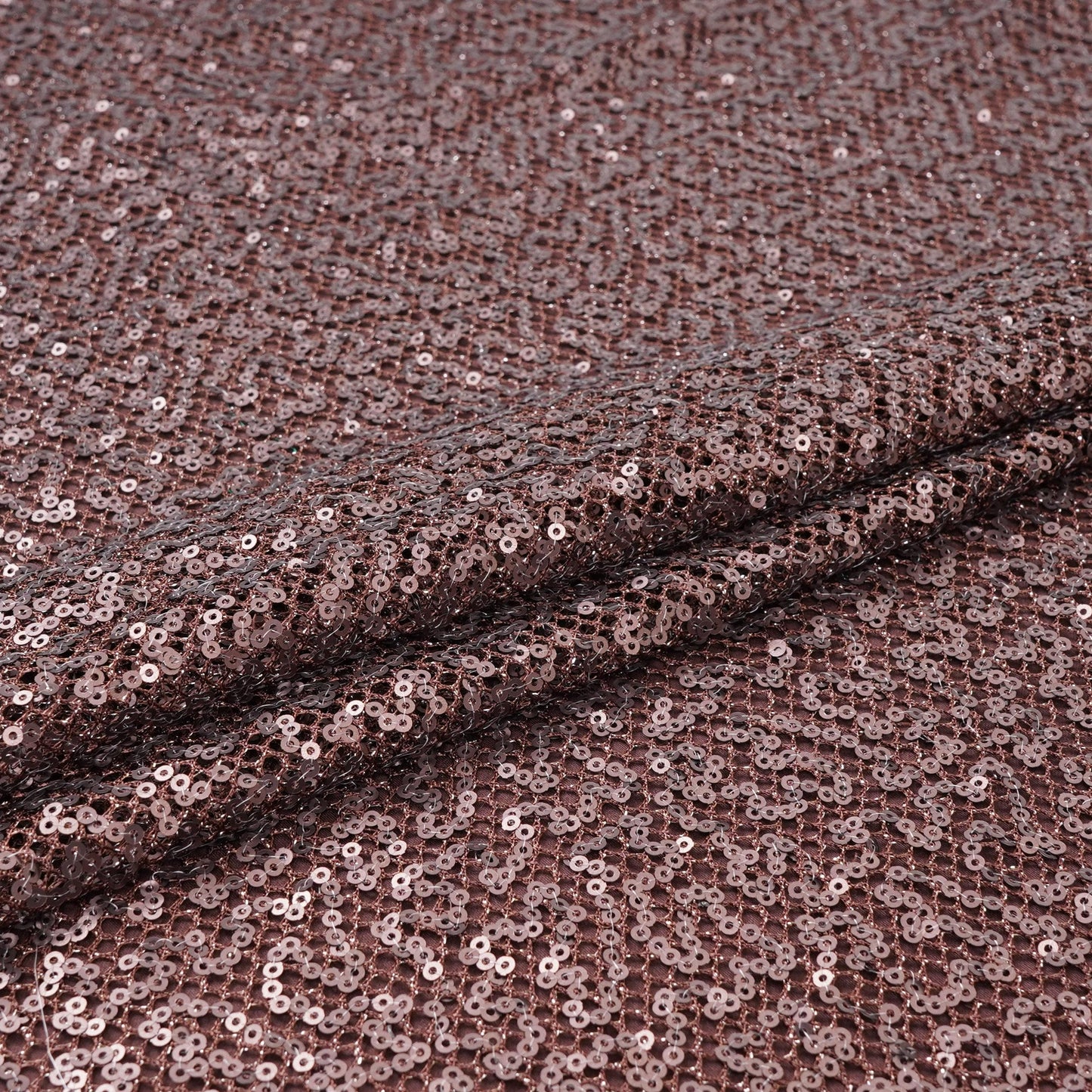 Dark Maroon Sequins Embroidery Net Fabric LI-32175