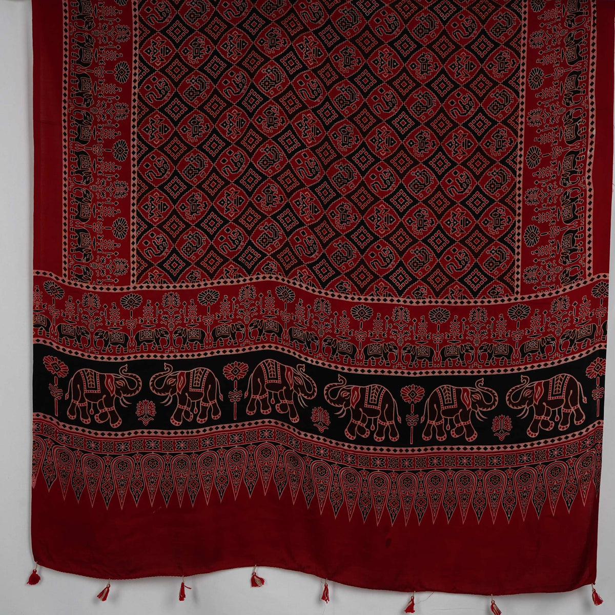 Red Ajrak Print Pure Modal Silk Dupatta GT-33554