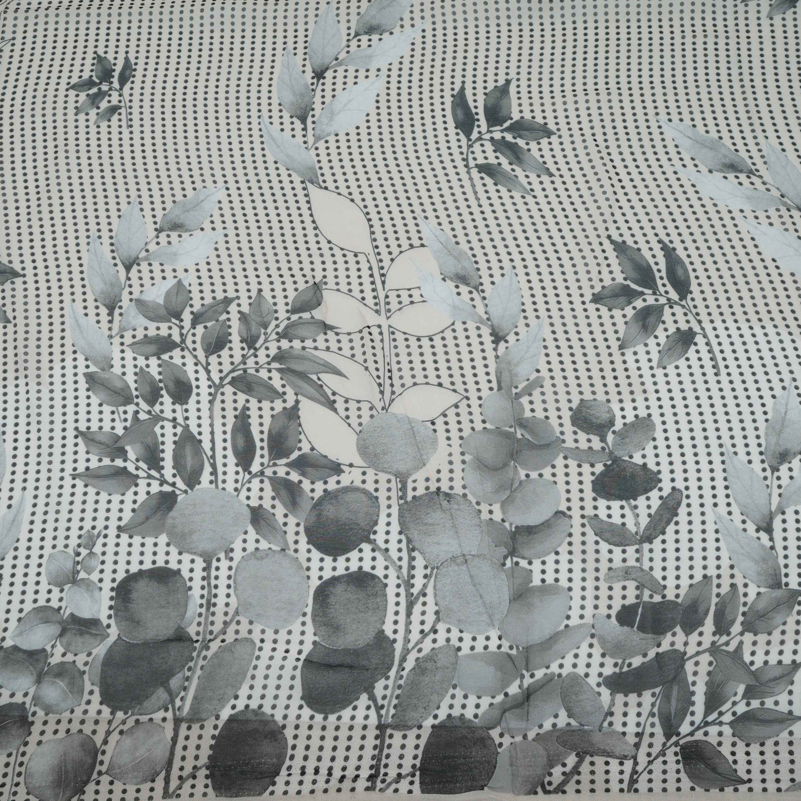 Charcol Grey & Black Floral Print Georgette Fabric VP-32368 - TradeUNO