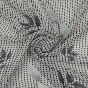 Charcol Grey & Black Floral Print Georgette Fabric VP-32368 - TradeUNO