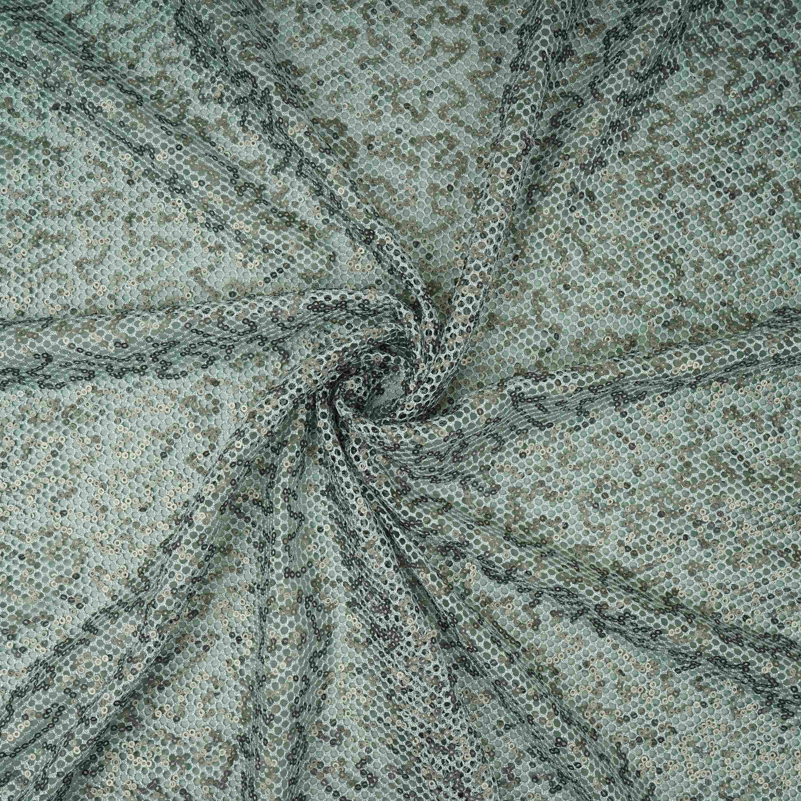 Sky Blue Sequins Embroidery Net Fabric LI-32179 - TradeUNO