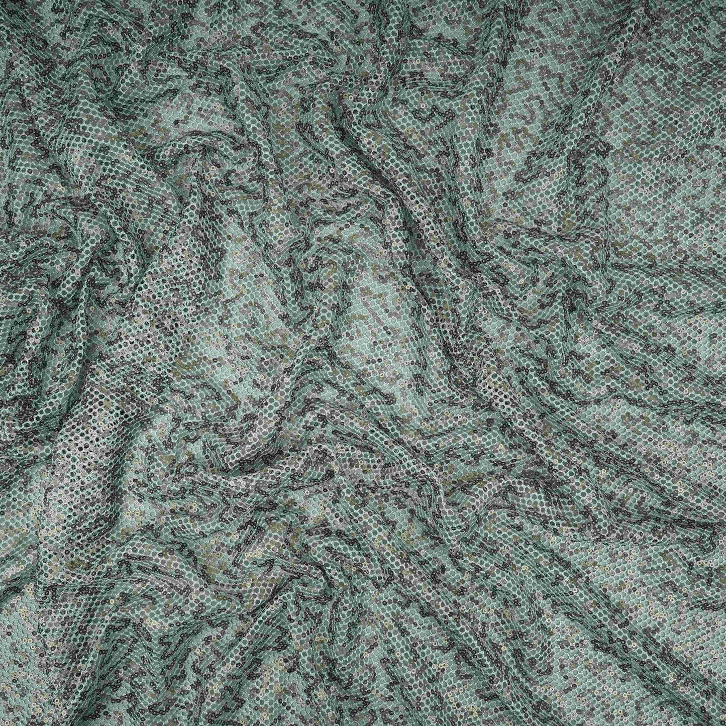 Sky Blue Sequins Embroidery Net Fabric LI-32179