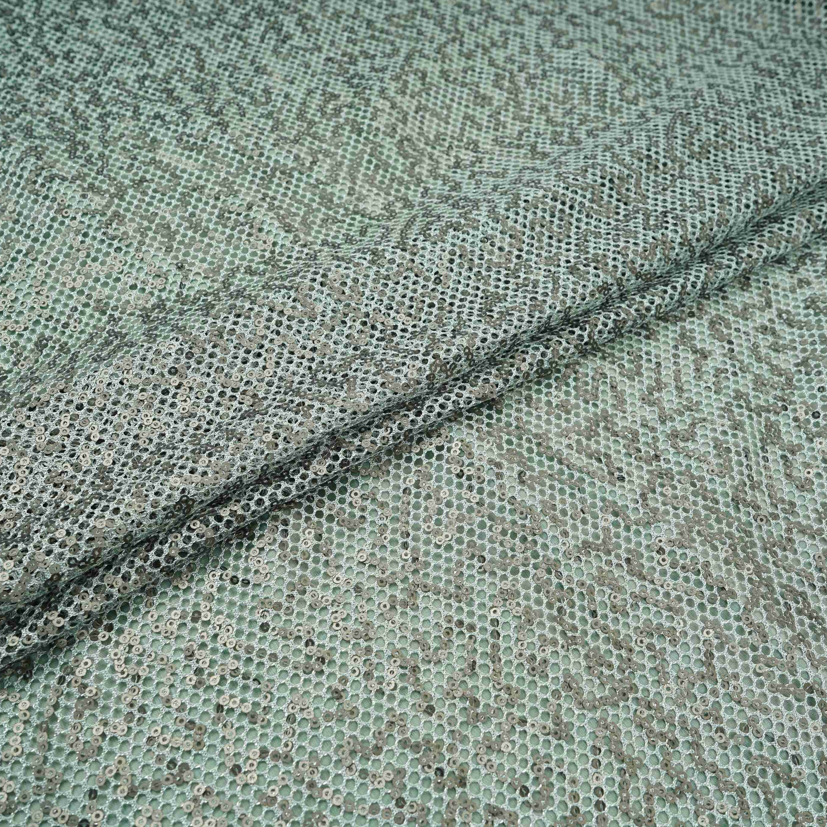 Sky Blue Sequins Embroidery Net Fabric LI-32179 - TradeUNO