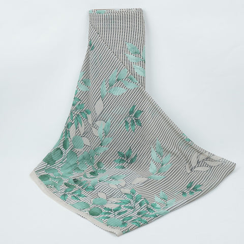 Sage Green & Black Floral Print Georgette Fabric VP-32366