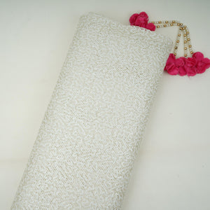 Off White Sequins Embroidery Net Fabric LI-32174 - TradeUNO