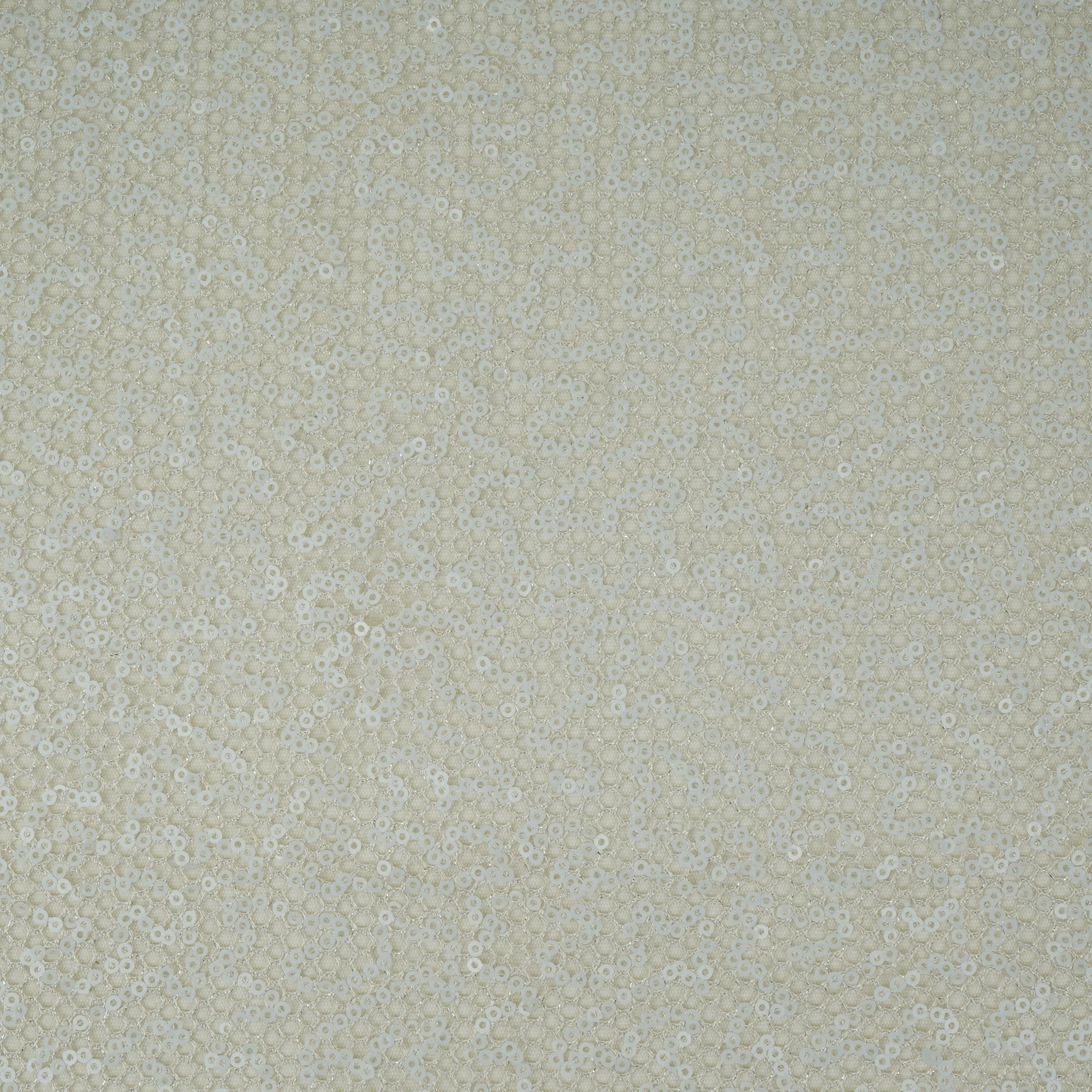 Off White Sequins Embroidery Net Fabric LI-32174 - TradeUNO