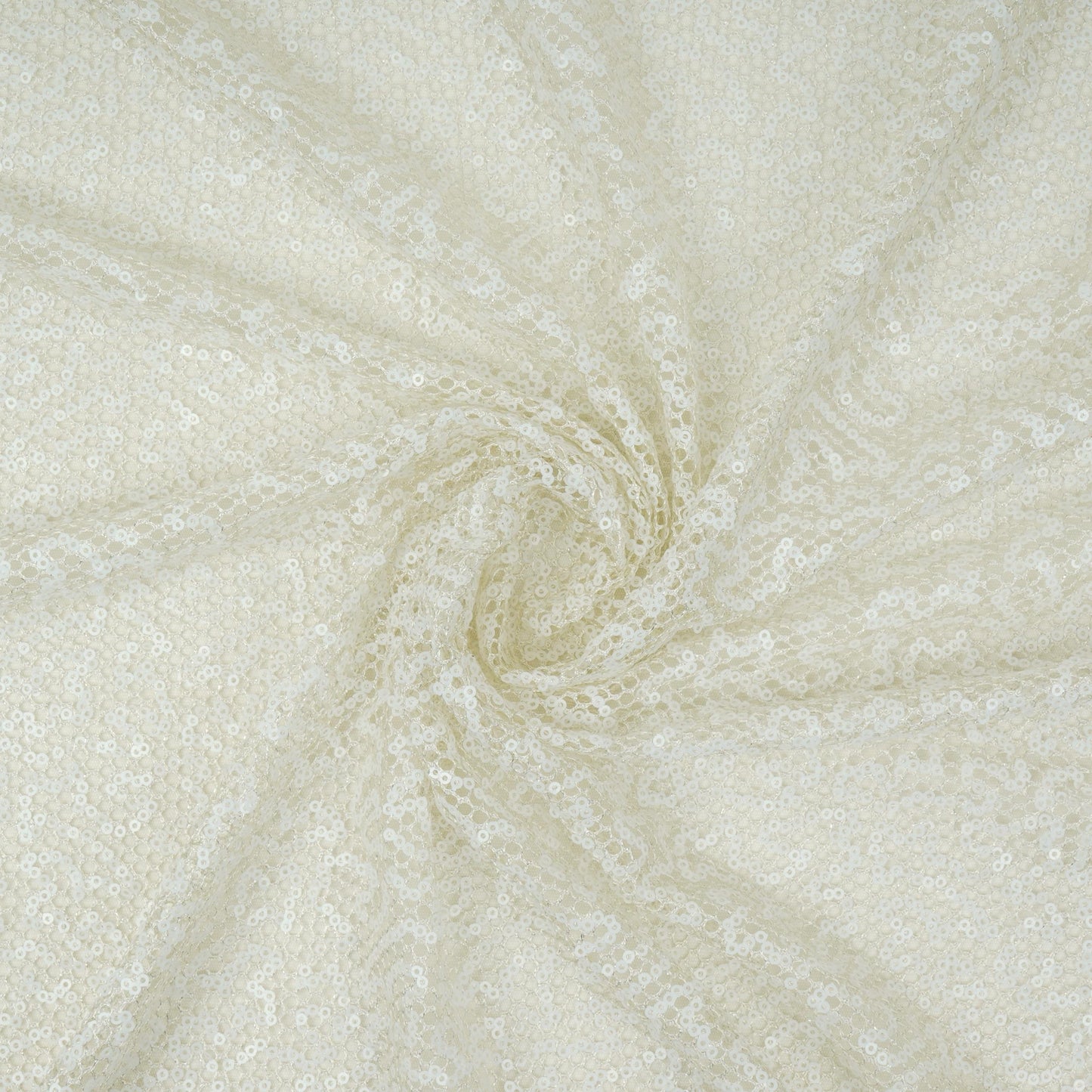Off White Sequins Embroidery Net Fabric LI-32174