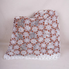 Brown Cutdana Floral Schiffli Embroidery Crepe Fabric DVT-30572