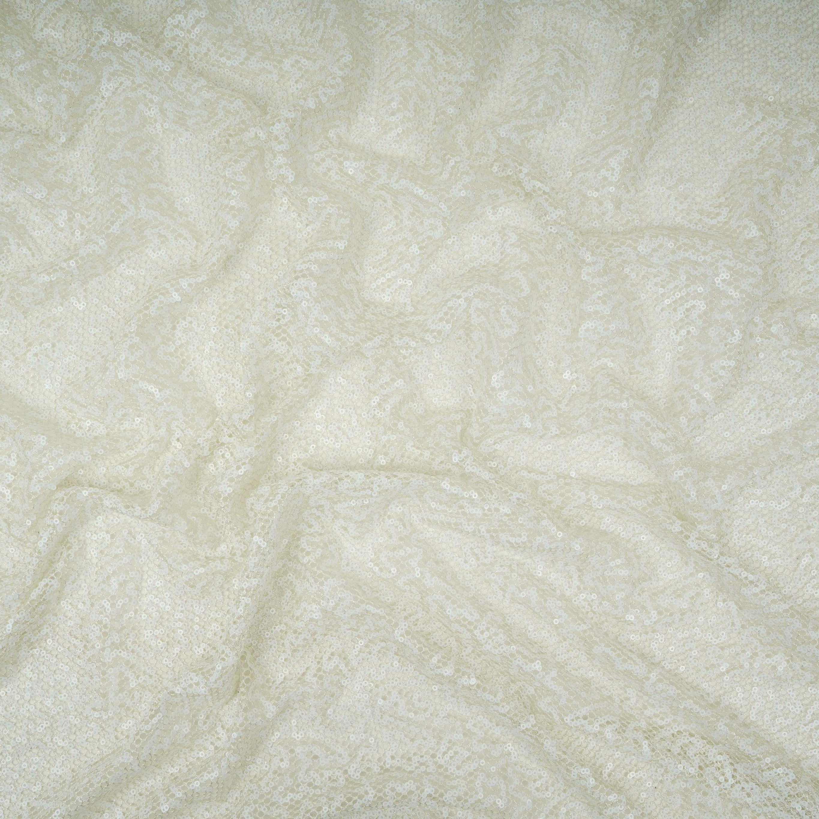 Off White Sequins Embroidery Net Fabric LI-32174 - TradeUNO