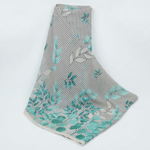 Turquoise & Black Floral Print Georgette Fabric VP-32367 - TradeUNO
