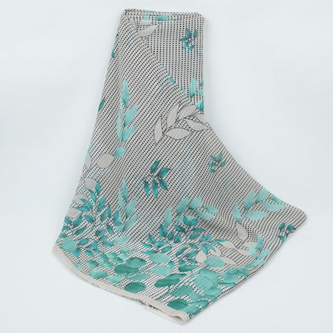 Turquoise & Black Floral Print Georgette Fabric VP-32367