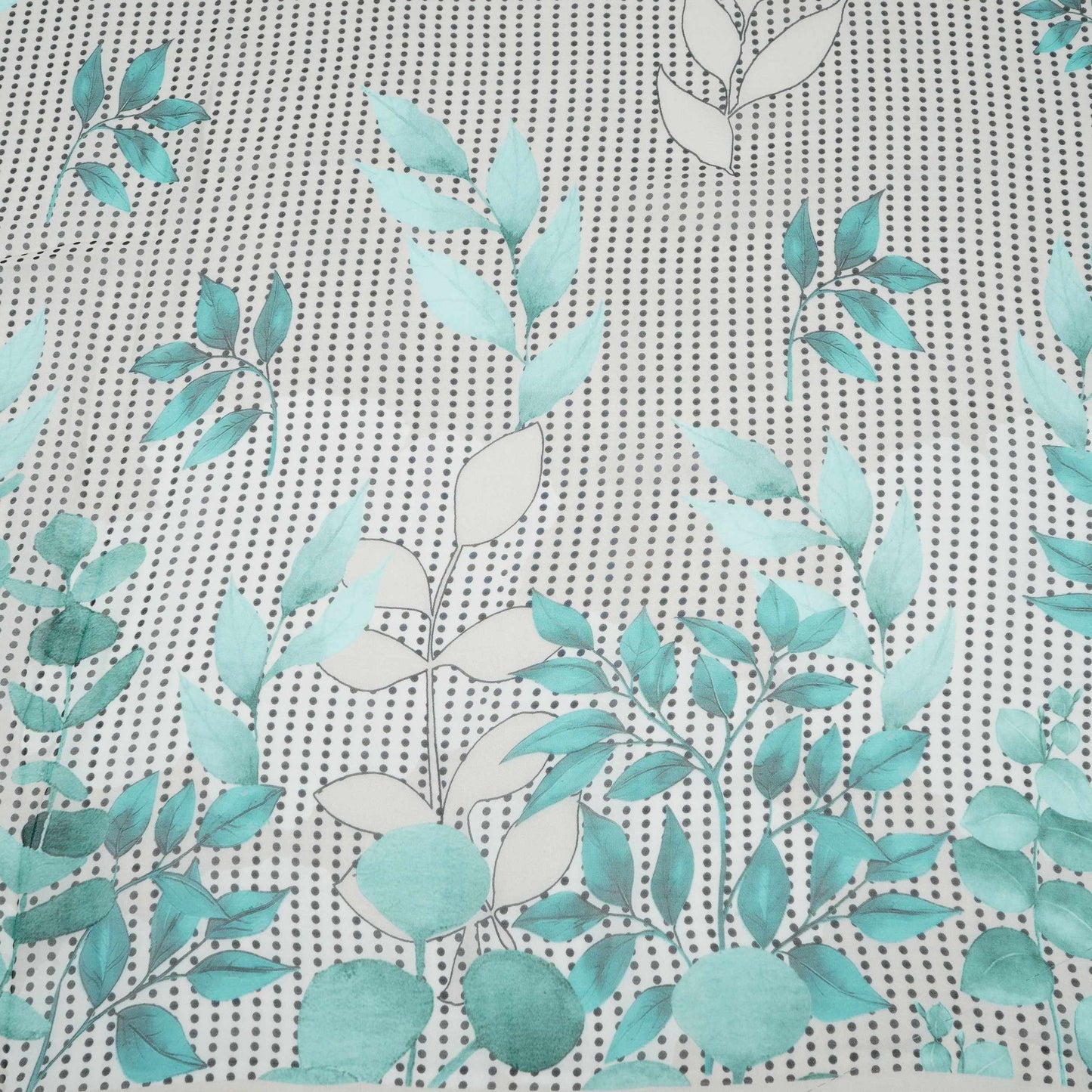 Turquoise & Black Floral Print Georgette Fabric VP-32367