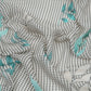 Turquoise & Black Floral Print Georgette Fabric VP-32367